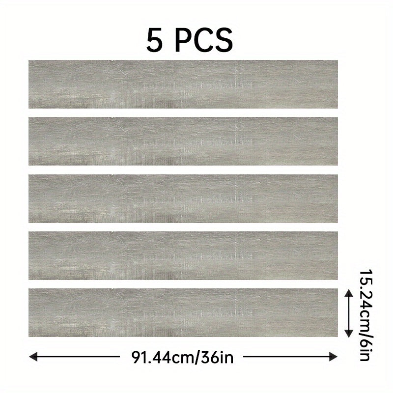 5pcs 6'' X 91 Wood Grain Floor Stickers Non Slip Self Adhesive Wall Stickers