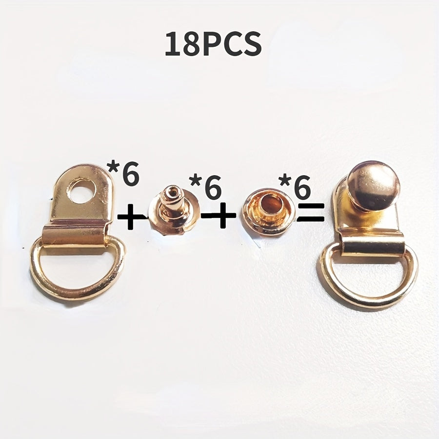 6 Sets Stainless Steel D Ring Buckles Bag Purse Strap Hooks Accessories