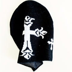 Gothic Cross Jacquard Beanie Vintage Unisex Warm Knit Hat