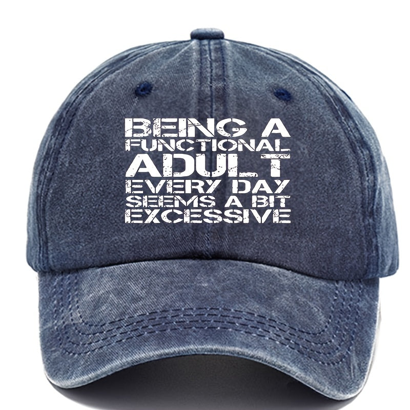 Letter Printed Baseball Cap Distressed Dad Hat Outdoor Sun Hat