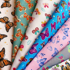 8pcs Colorful Butterfly Theme Fabric Fat Quarter DIY Sewing Supplies