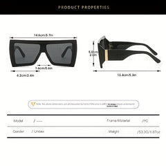 Square One piece Sunglasses For Men Retro Large Frame Glasses With Leather Case