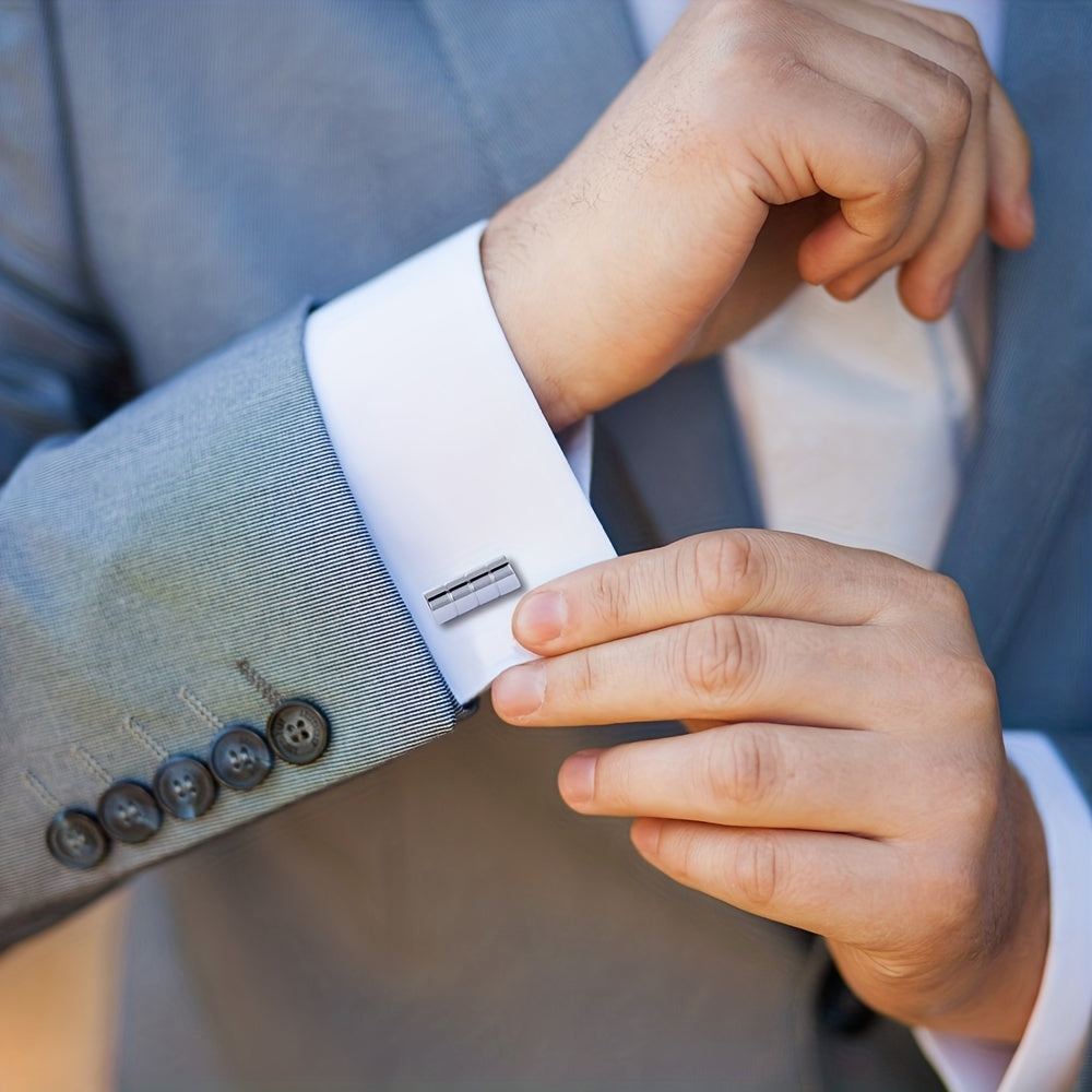 French Suit Cufflinks 3D Cylindrical Cut
