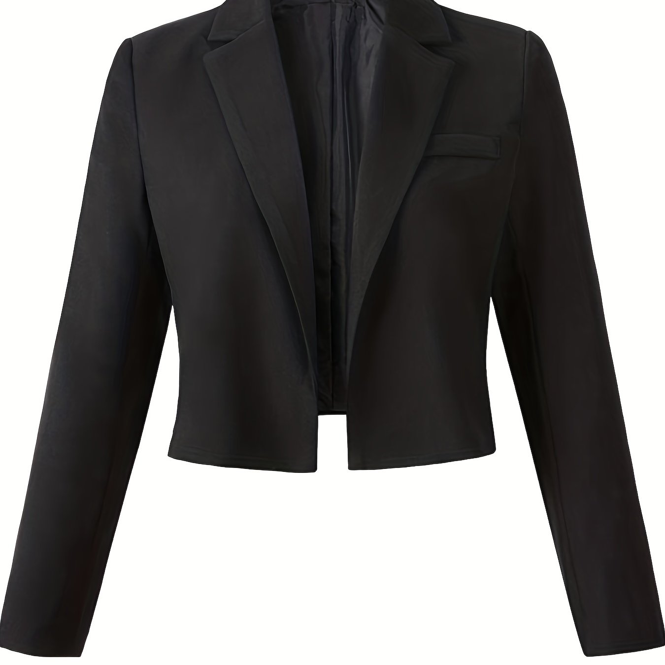 Solid Cropped Blazer Lapel Long Sleeve Work Office Outerwear Women's Clothing