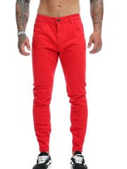 Men's Solid Slim Fit Pants Stretch Long Trousers