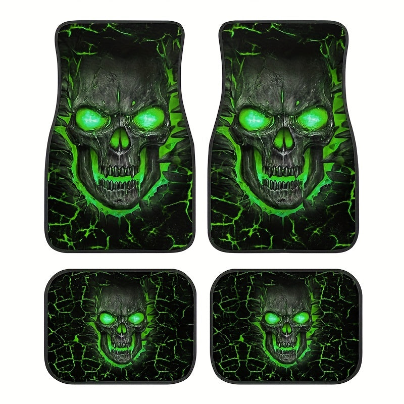 2pcs Skull Pattern Car Floor Mats Absorbent Front/Rear Seats
