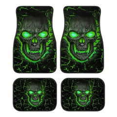 2pcs Skull Pattern Car Floor Mats Absorbent Front/Rear Seats