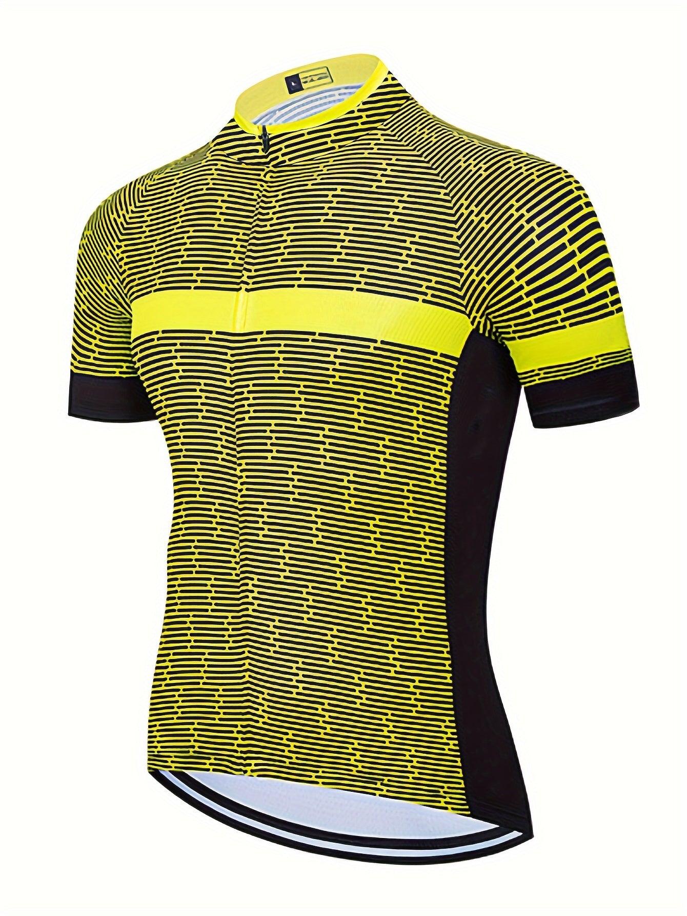 Men's Geometric Pattern Cycling Jersey Long Sleeve Crew Neck Shirt