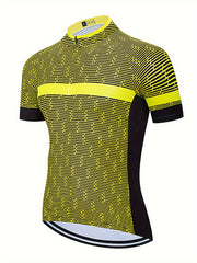 Men's Geometric Pattern Cycling Jersey Long Sleeve Crew Neck Shirt