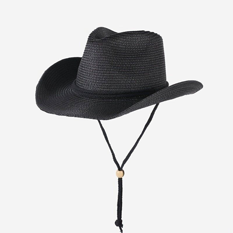 Cowboy Cowgirl Sunscreen Straw Hat for Outdoor Travel Beach Camping