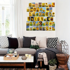 50pcs Sunflower Postcards for Sunflower Enthusiasts, Wall Art Decoration