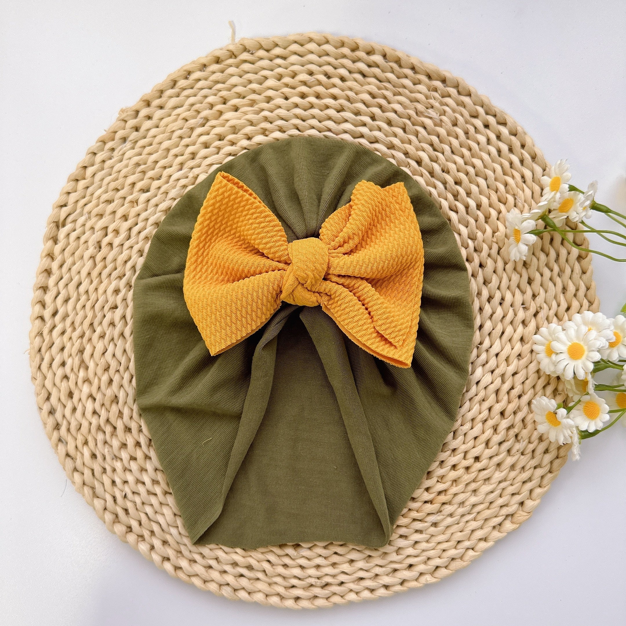 Baby Girls Twill Bubble Bow Turban Soft Hair Wrap Head Accessory