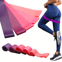 5 Pink Gradient Yoga Bands - Silicone Resistance Straps for Women & Men