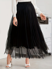 High Waist Mesh Skirt Solid Casual Skirt Women's Clothing