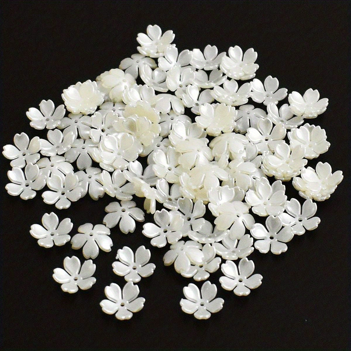100pcs 15mm Wind Chime Flower Beads ABS Pearl Flower Beads Caps End Caps