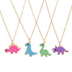 Kids Dinosaur Diamond Alloy Necklace Set