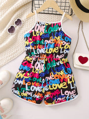 Girls Colorful Doodle Cami Jumpsuit for Summer Party