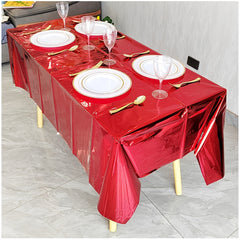 1pc 137 54in 72in Aluminum Foil Tablecloth Waterproof Laser Party Decoration
