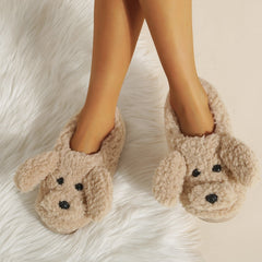 Cartoon Dog Plush Bedroom Slippers for Women