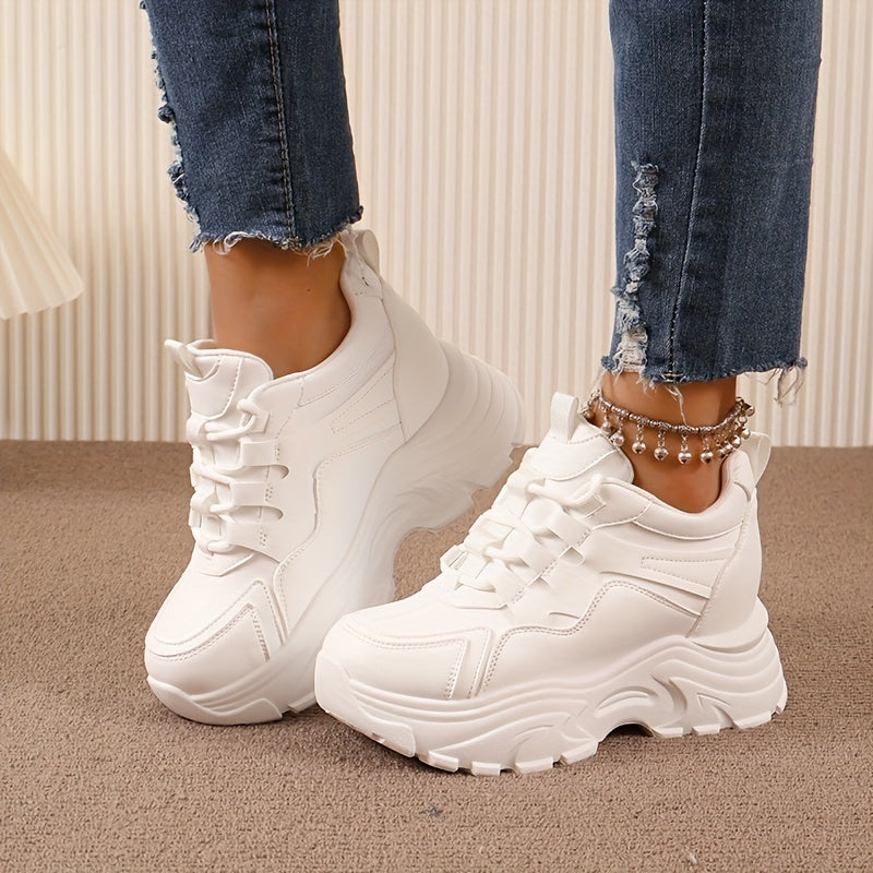 Women's Chunky Lace Up Platform Sneakers Thick Sole Walking Shoes