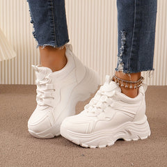 Women's Chunky Lace Up Platform Sneakers Thick Sole Walking Shoes
