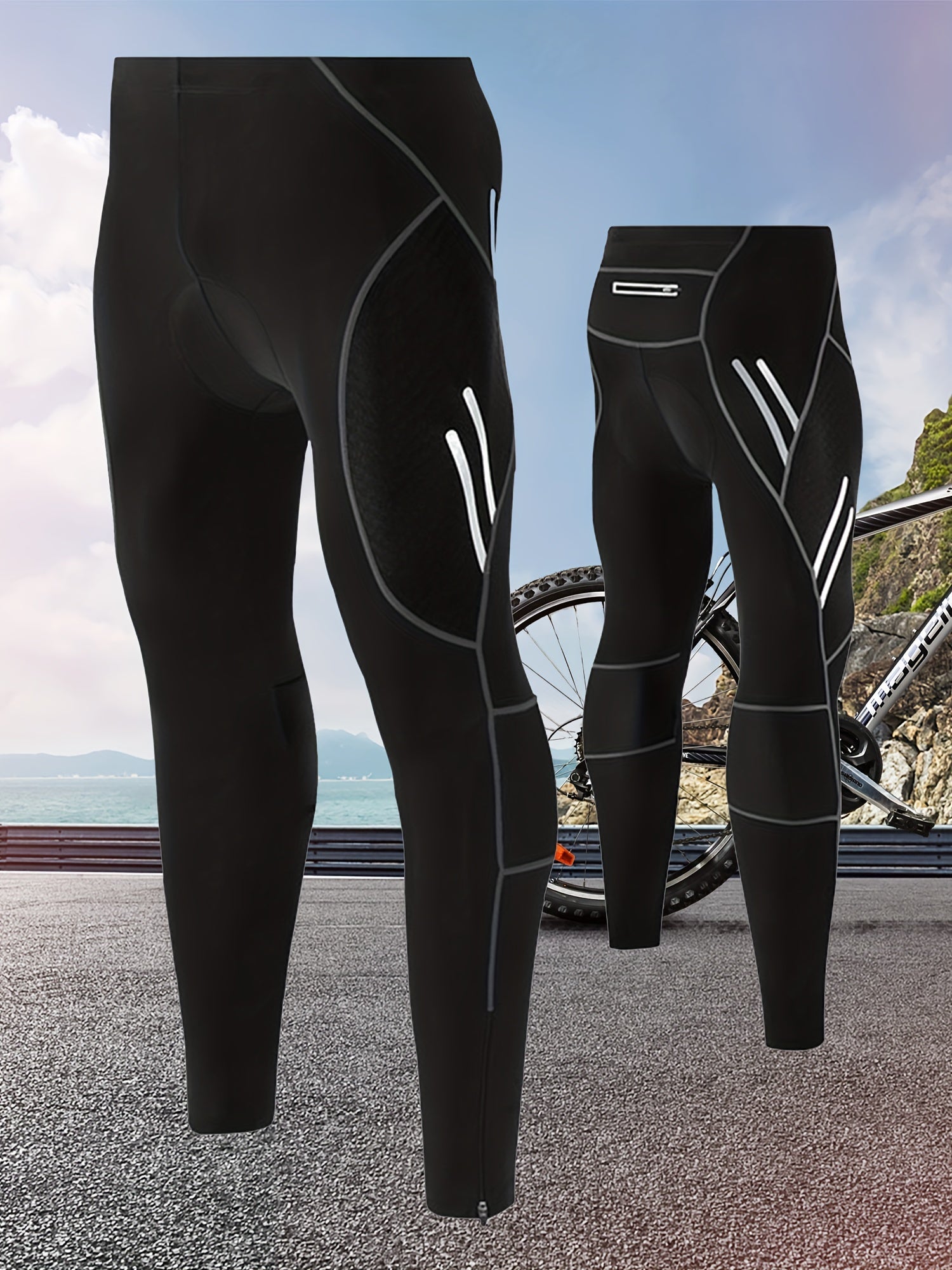 Reflective Men's Cycling Pants 4D Padding Pocket Lightweight