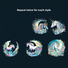 10pcs Unicorn Mystery Series Stickers for Journal Decoration