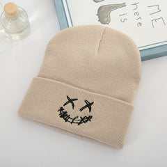 Creative Smile Face Embroidery Knit Hat