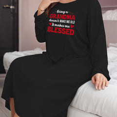 Heart & Letter Graphic Long Sleeve Lounge Dress