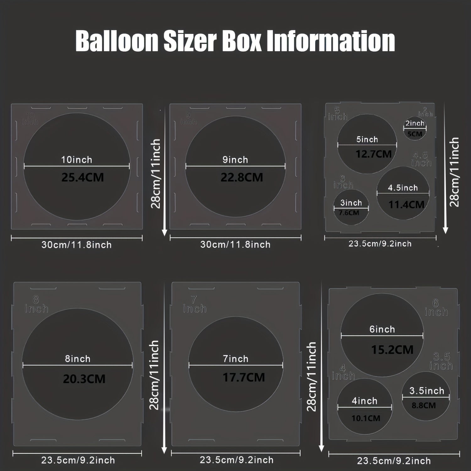Collapsible Balloon Sizer Cube Box - Size Measuring Tool for Arch