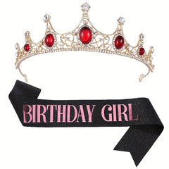 Crystal Headband Queen Crown Set Birthday Headdress