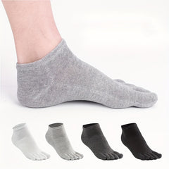 3 Pairs Men's Casual Solid Five Toe Socks, All Season Comfort