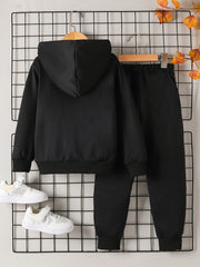 Boys Long Sleeve Hoodie & Sweatpants Set Letter Print Sports Casual Kids Clothes