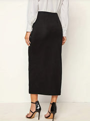 High Waist Maxi Skirt Slim Solid Office Skirt Women's Clothing