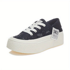 Women's Thick Bottom Mesh Sport Shoes Lace Up Board Shoes