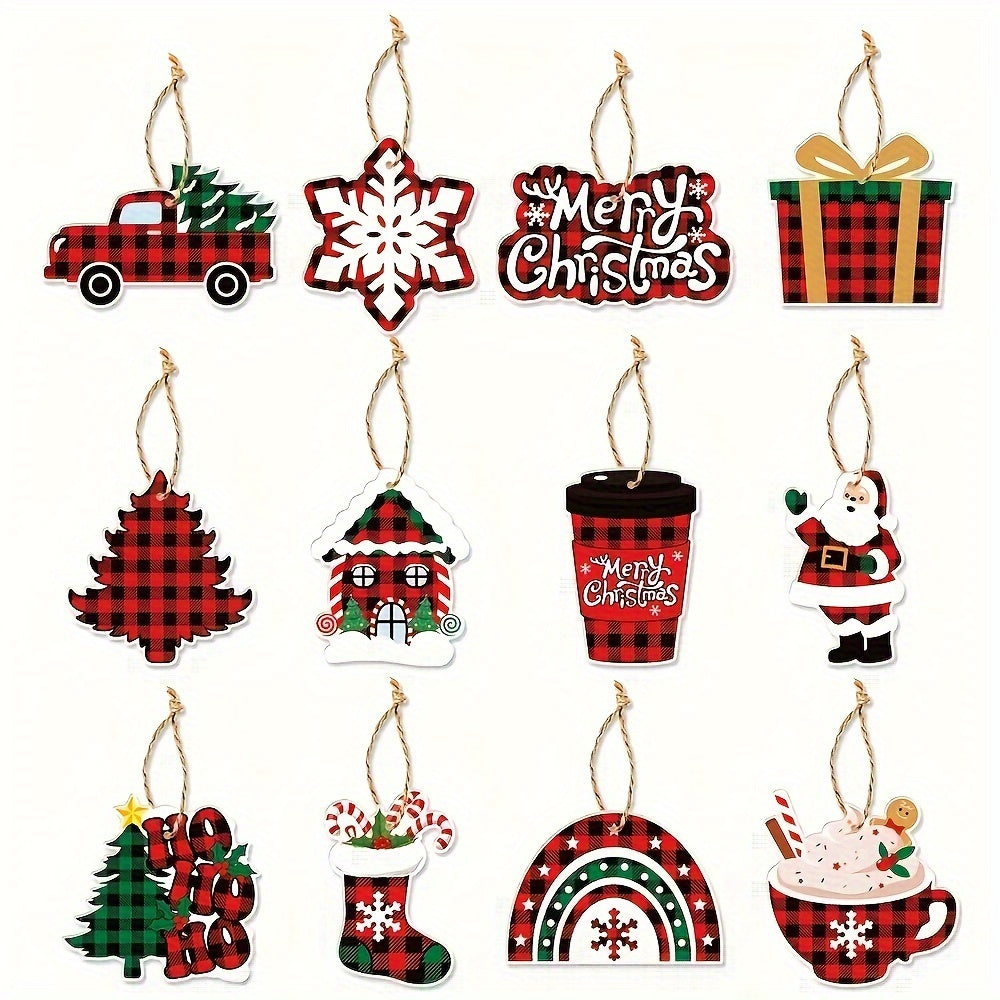 12pcs Christmas Tree Decoration Hanging Sign Christmas Party Home Decoration