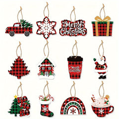 12pcs Christmas Tree Decoration Hanging Sign Christmas Party Home Decoration