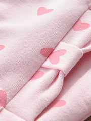 Girls Heart Print Hooded Jacket Long Sleeve Cartoon Zip Up Outwear