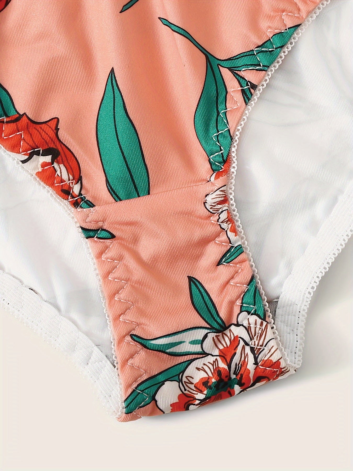 Floral Print Push Up Bra & Elastic Panties Set