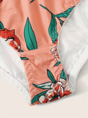 Floral Print Push Up Bra & Elastic Panties Set
