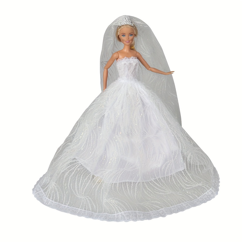 Doll Dresses Wedding Dresses with Crown Veil Party Skirts for 29" Doll