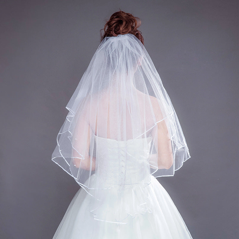 Baroque Wedding Veil with Comb Beaded Bridal Accessory