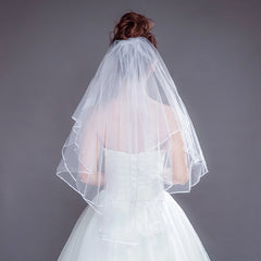 Baroque Wedding Veil with Comb Beaded Bridal Accessory
