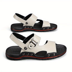 Men's Open Toe Slip On Sandals Casual Outdoor Anti-Skid Flat Beach Sandals