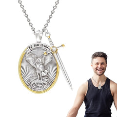 St. Michael Archangel Shield God Sword Necklace