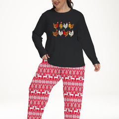 Christmas Pajama Set Colorblock Print Tee & Pants