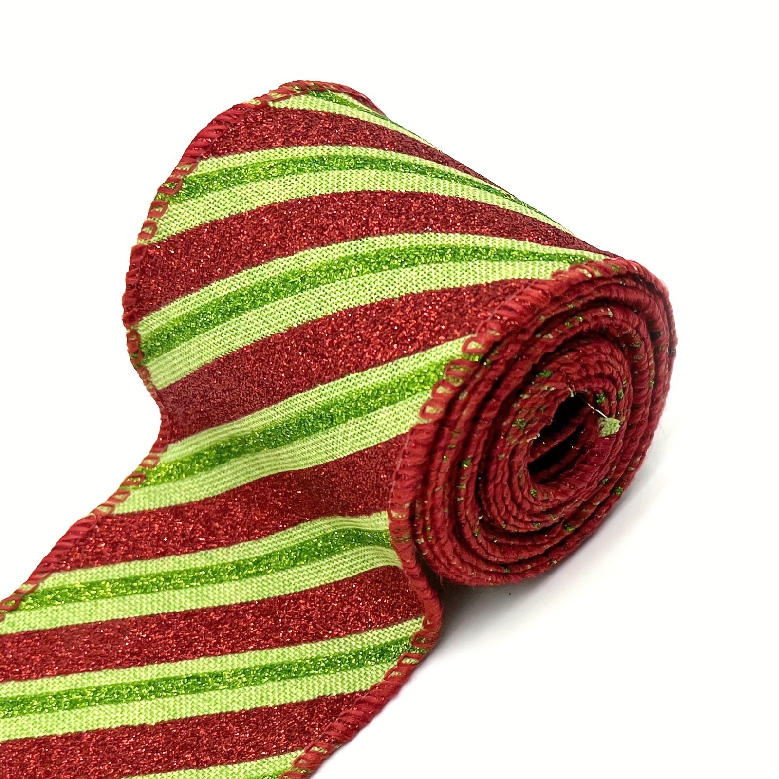 4.57m Christmas Wired Edge Ribbons Red/Stripes Ribbon Candy Cane DIY Craft