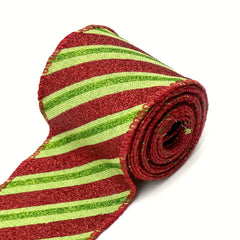 4.57m Christmas Wired Edge Ribbons Red/Stripes Ribbon Candy Cane DIY Craft