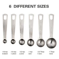 6pcs Stainless Steel Measuring Spoons Cups Set Metric/US Measurements