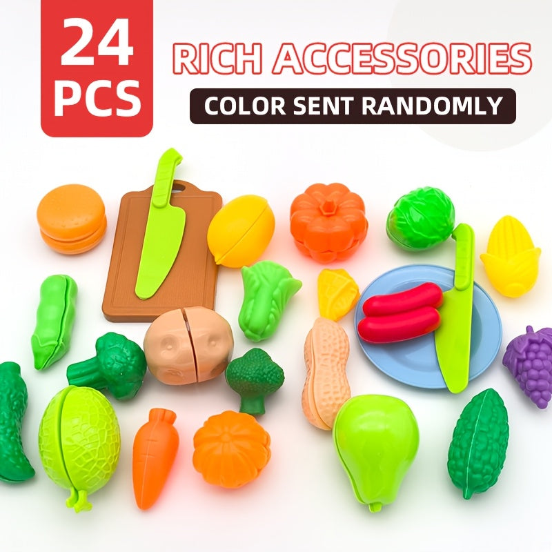 Kitchen Playset Colorful Food Toys Cutting Boards Utensils for Pretend Cooking